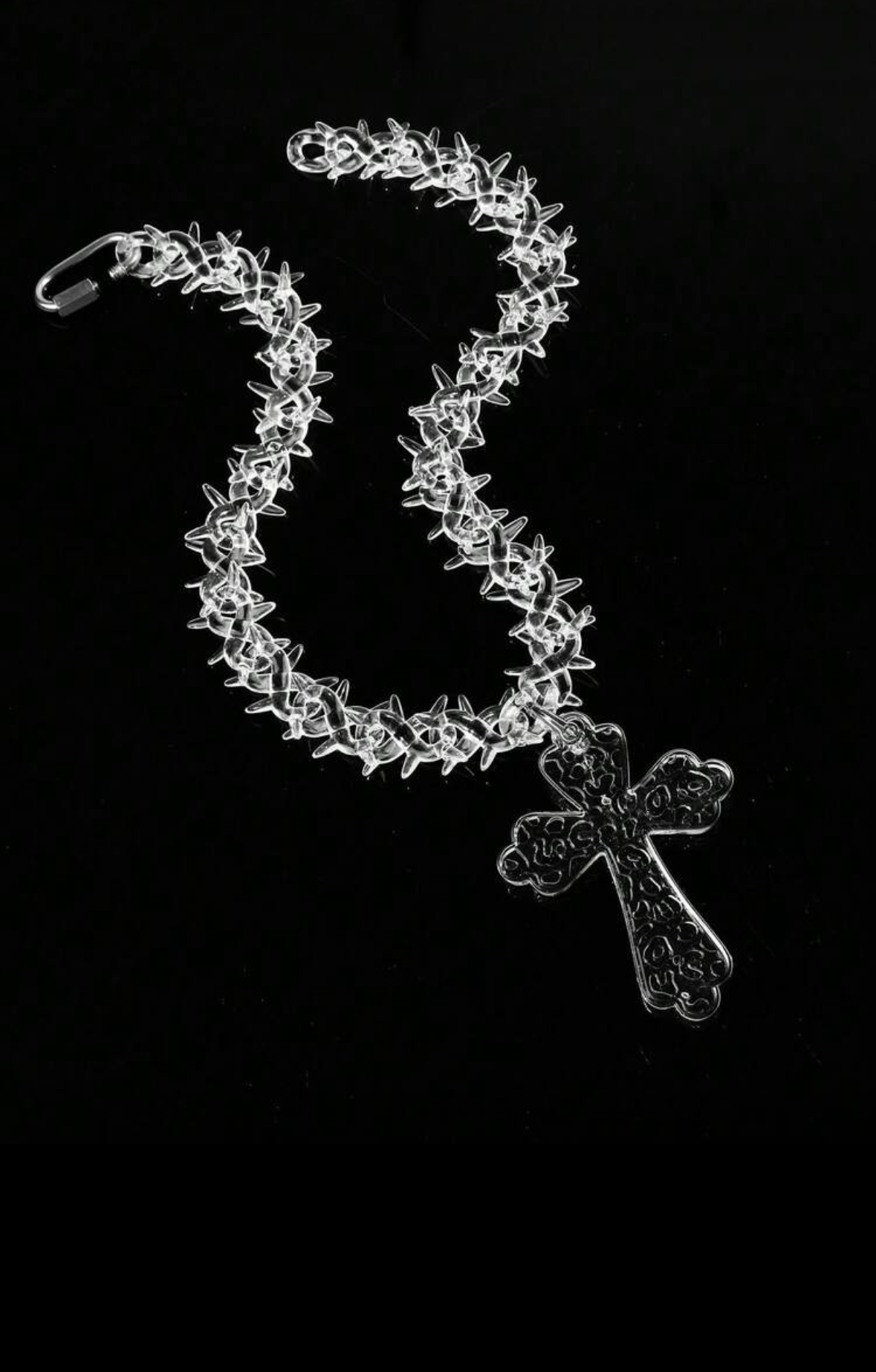 Barbed wire chain with a cross finish 